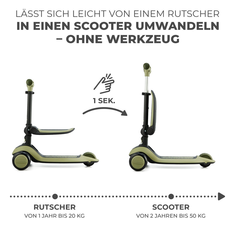 Mini-Laufrader und Dreirad-Roller HALLEY grün
