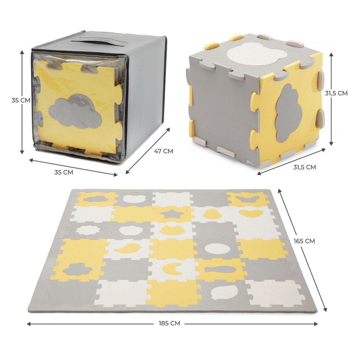 Schaumstoffmatte puzzle 3D LUNO SHAPES gelb
